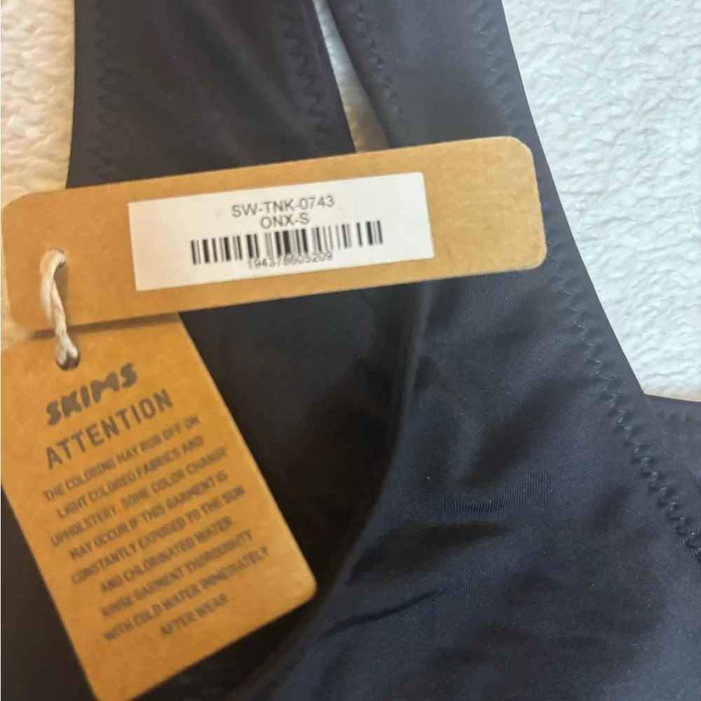Skims Recycled Swim Tank Bikini Top Color: Onyx - Size Small